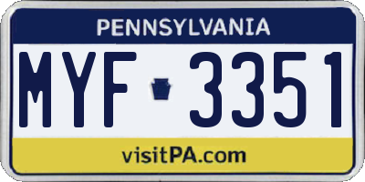 PA license plate MYF3351