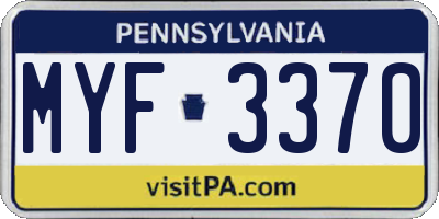 PA license plate MYF3370
