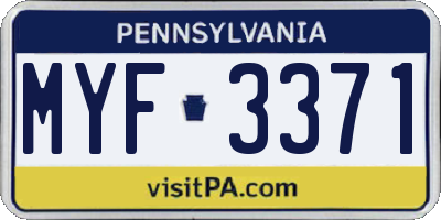 PA license plate MYF3371