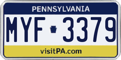PA license plate MYF3379