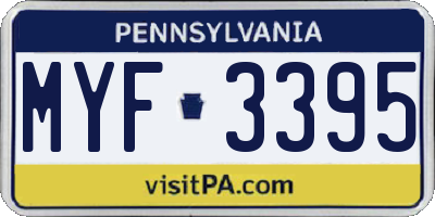 PA license plate MYF3395
