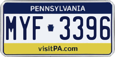 PA license plate MYF3396