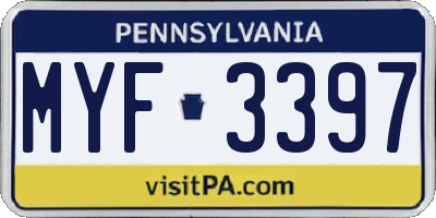 PA license plate MYF3397