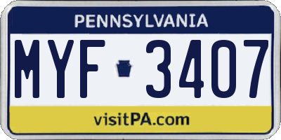 PA license plate MYF3407