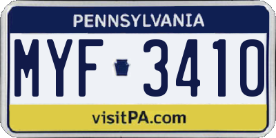 PA license plate MYF3410