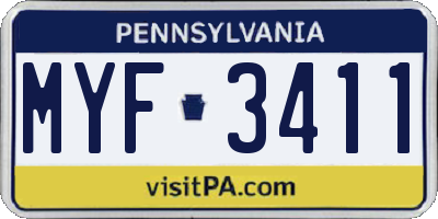 PA license plate MYF3411