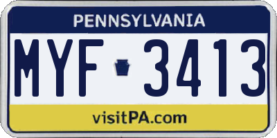 PA license plate MYF3413