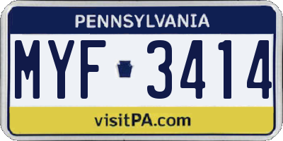 PA license plate MYF3414
