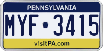 PA license plate MYF3415