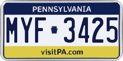 PA license plate MYF3425