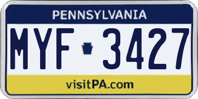 PA license plate MYF3427