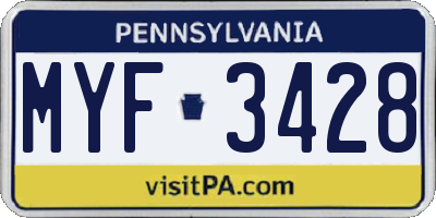 PA license plate MYF3428
