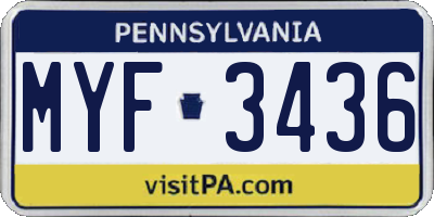 PA license plate MYF3436