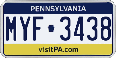PA license plate MYF3438
