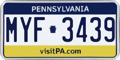 PA license plate MYF3439