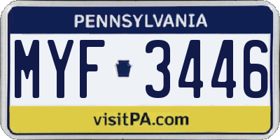 PA license plate MYF3446