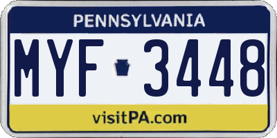 PA license plate MYF3448