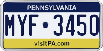PA license plate MYF3450