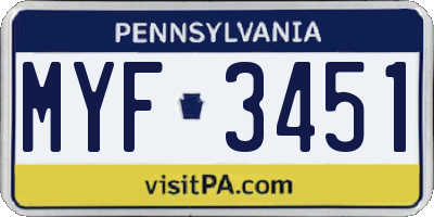 PA license plate MYF3451