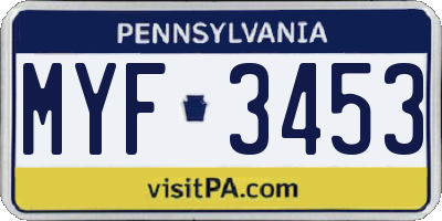 PA license plate MYF3453