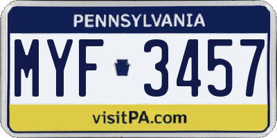 PA license plate MYF3457