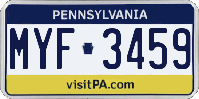 PA license plate MYF3459