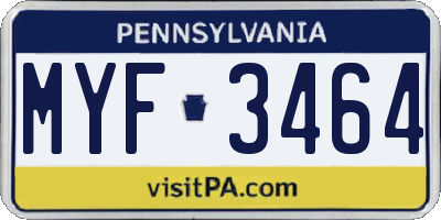 PA license plate MYF3464