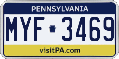 PA license plate MYF3469