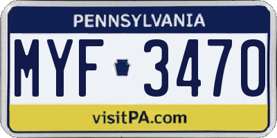 PA license plate MYF3470