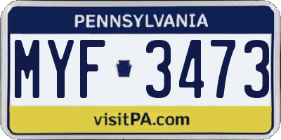 PA license plate MYF3473