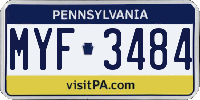 PA license plate MYF3484