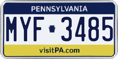 PA license plate MYF3485