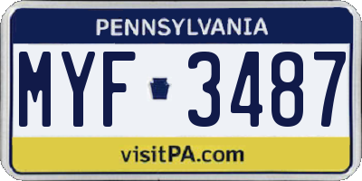 PA license plate MYF3487