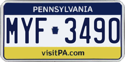 PA license plate MYF3490