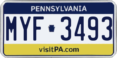 PA license plate MYF3493