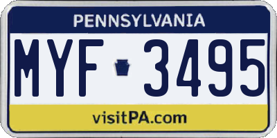 PA license plate MYF3495