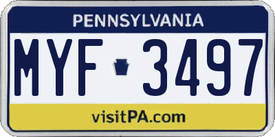 PA license plate MYF3497