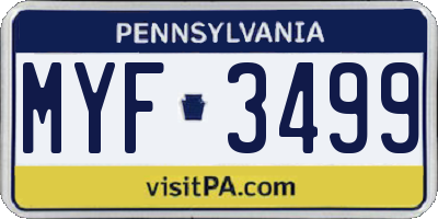 PA license plate MYF3499