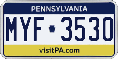 PA license plate MYF3530