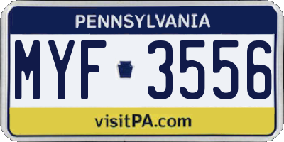 PA license plate MYF3556