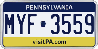 PA license plate MYF3559