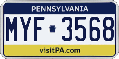 PA license plate MYF3568