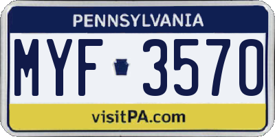 PA license plate MYF3570