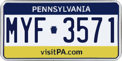 PA license plate MYF3571