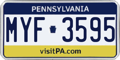 PA license plate MYF3595
