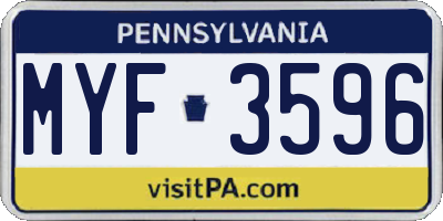 PA license plate MYF3596