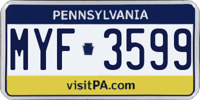 PA license plate MYF3599