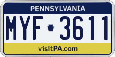 PA license plate MYF3611