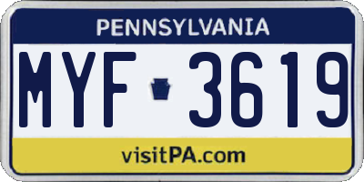 PA license plate MYF3619