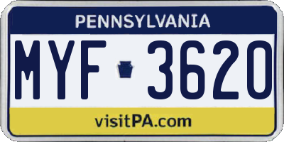PA license plate MYF3620